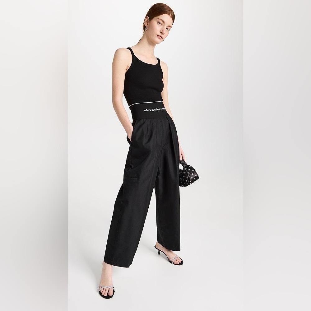 NWT Alexander Wang Carrot Pants w/ Exposed Zipper Logo Elastic Waist Pant 0